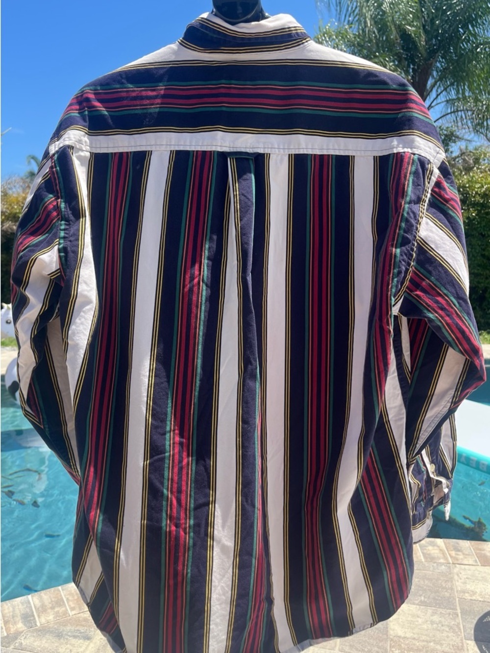 Izod Navy Long-Sleeve Button Down Vintage 100% Cotton